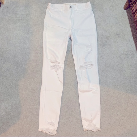 American Eagle White High Rise Ripped Jeans - Picture 1 of 5